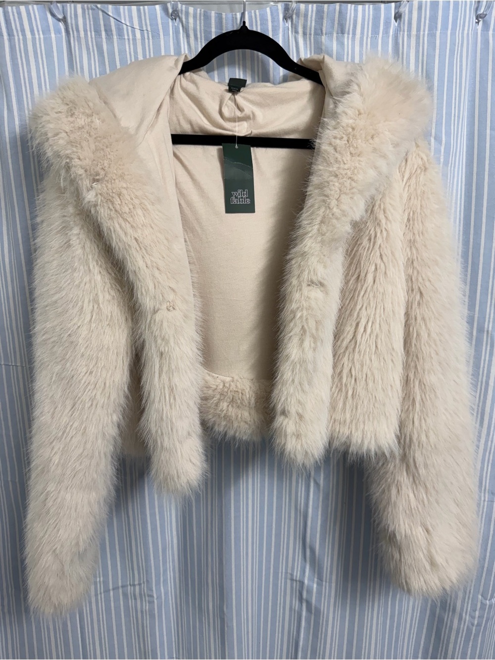 Target Cream Hooded Faux Fur Jacket